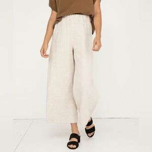 Elizabeth Suzann Florence Pant in Midweight Linen - Flax / M / Regular